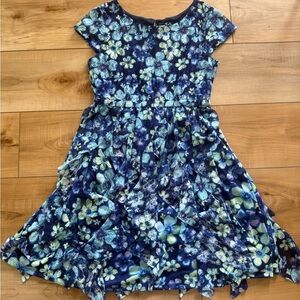 Justice Navy Blue Floral Fit-and-Flare Dress